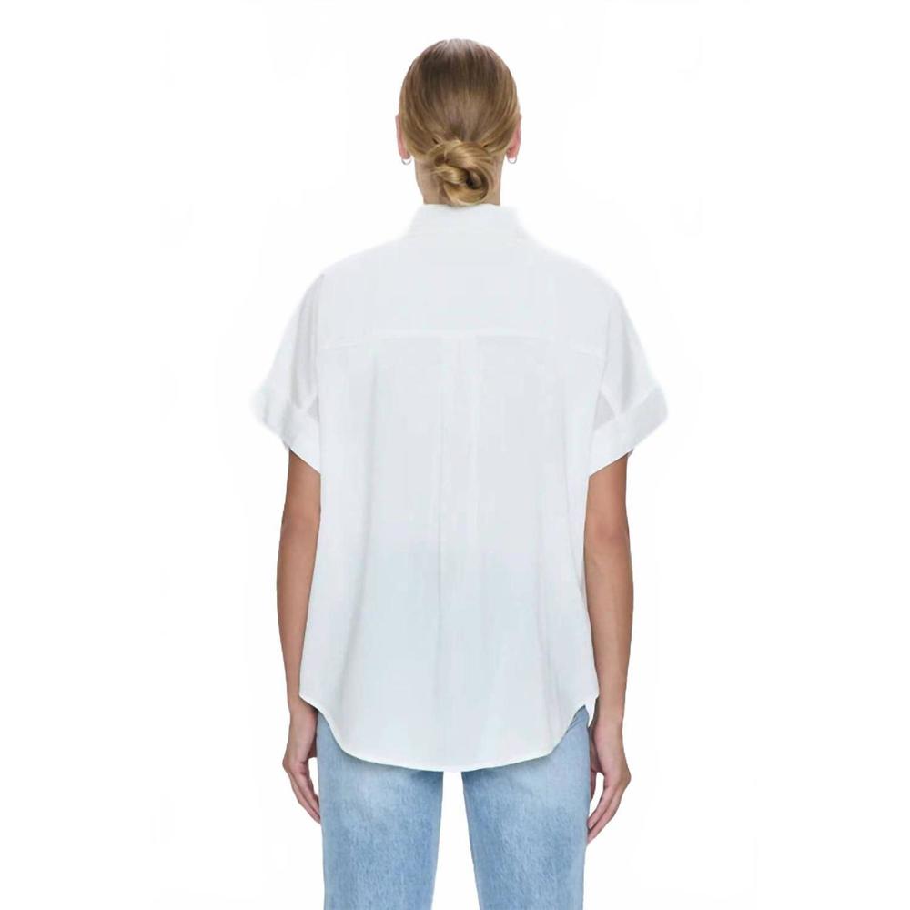 NEW PISTOLA donnie short sleeve button up top in le blanc - Picture 4 of 7